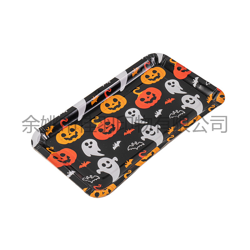 Juego de Halloween (plato de papel rectangular) (largo del plato 30,6, ancho 18,6)